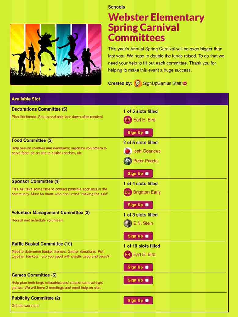 Coordinate Carnival Committees