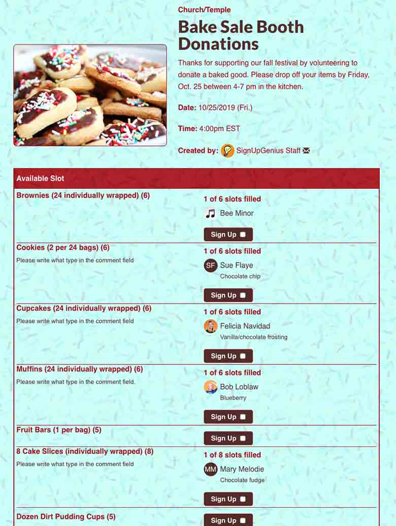 Manage a Bake Sale